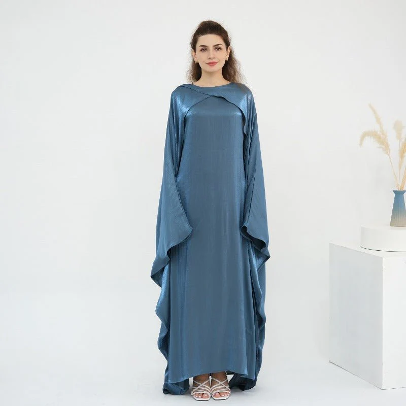 Elegant Shimmer Batwing Abaya Set with Hijab | Two-Piece Pullover Style Layered Look(MA315) - Image 12