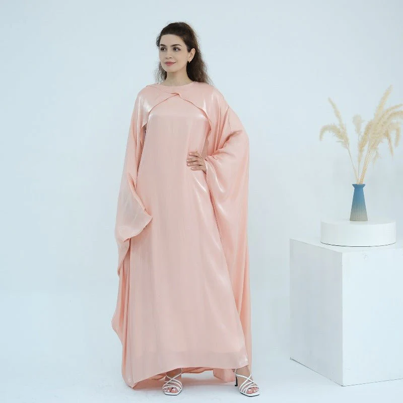 Elegant Shimmer Batwing Abaya Set with Hijab | Two-Piece Pullover Style Layered Look(MA315) - Image 16