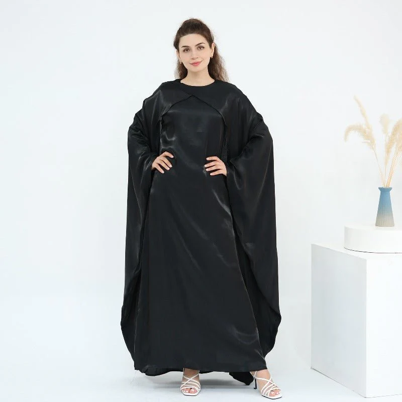 Elegant Shimmer Batwing Abaya Set with Hijab | Two-Piece Pullover Style Layered Look(MA315) - Image 20