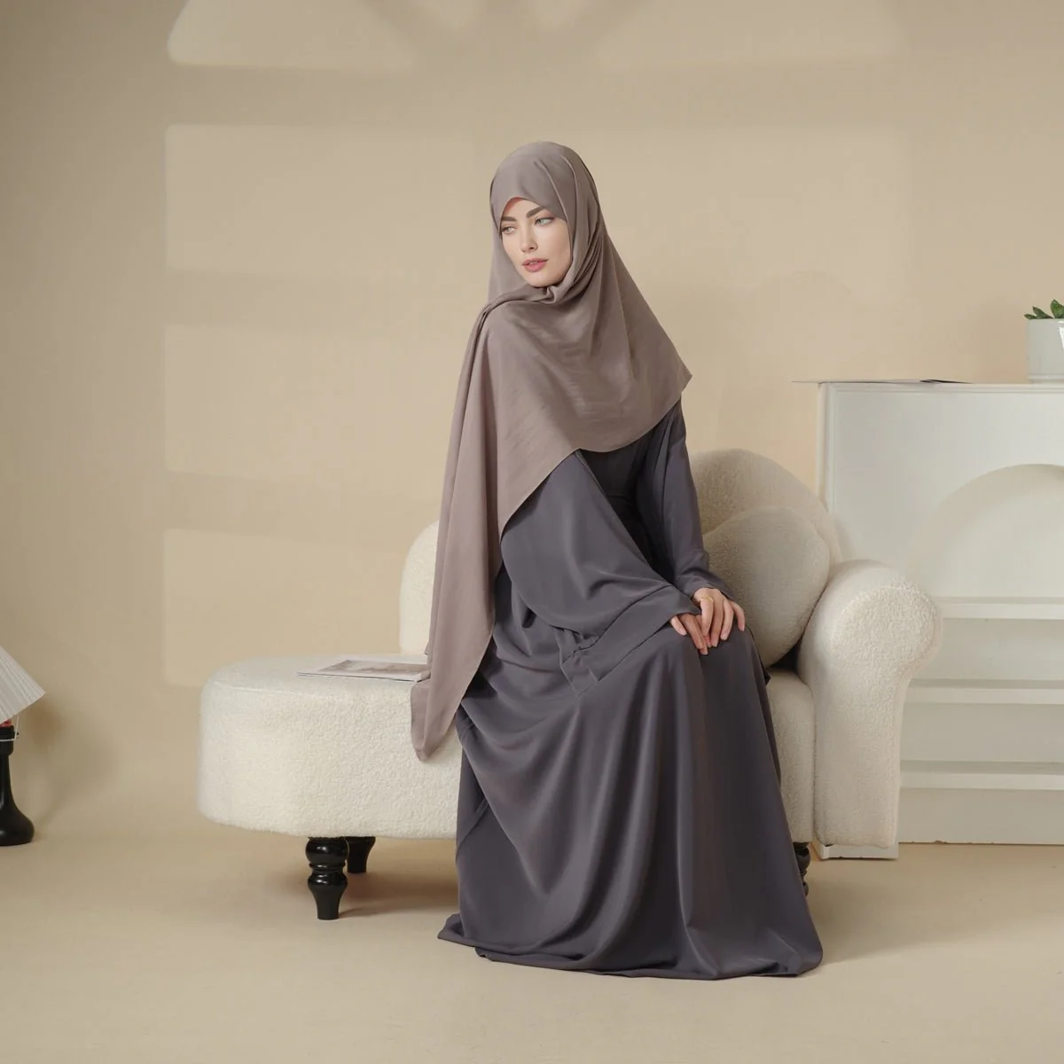 Elegant Solid Color Abaya For Muslimahs (MA036) - Image 14