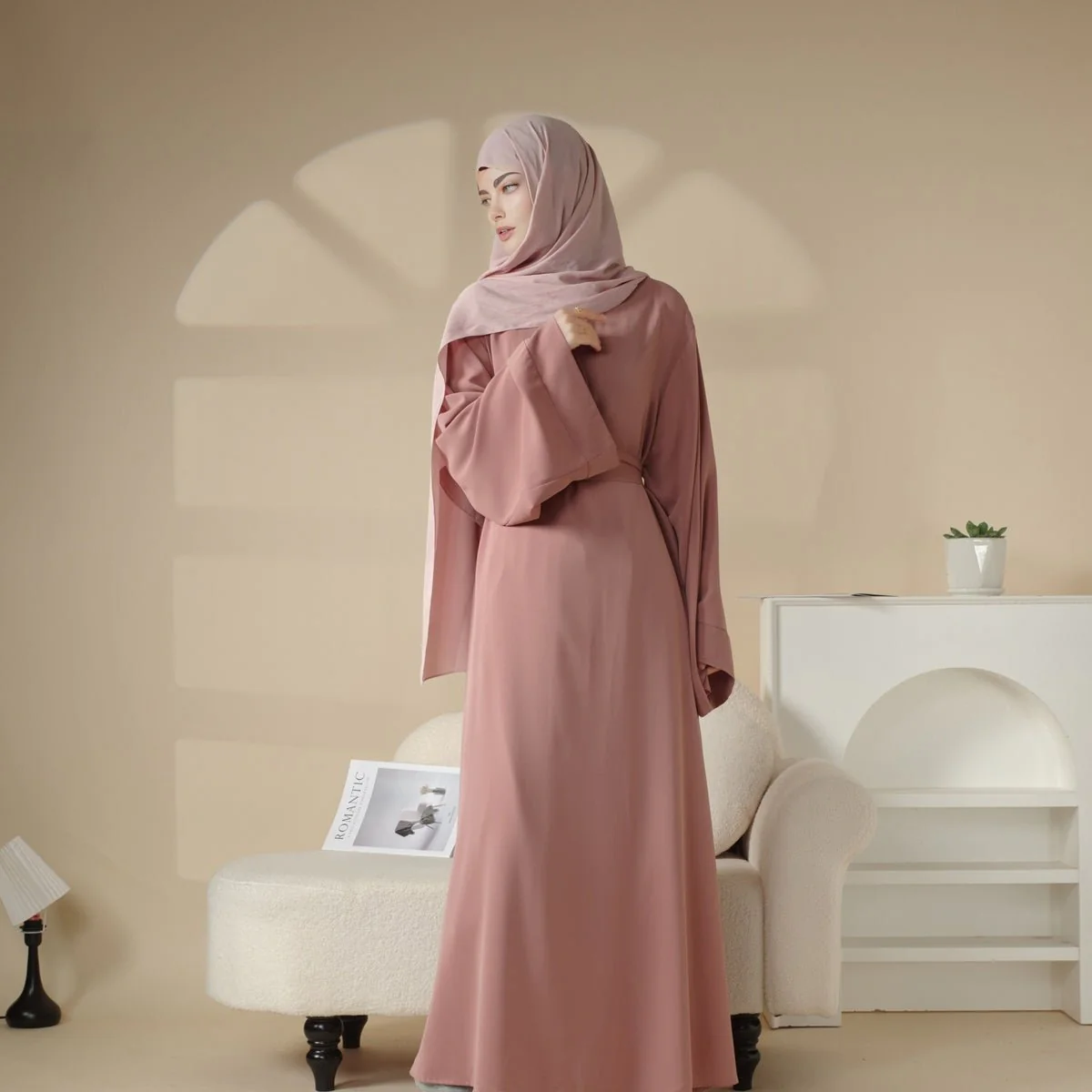 Elegant Solid Color Abaya For Muslimahs (MA036) - Image 17