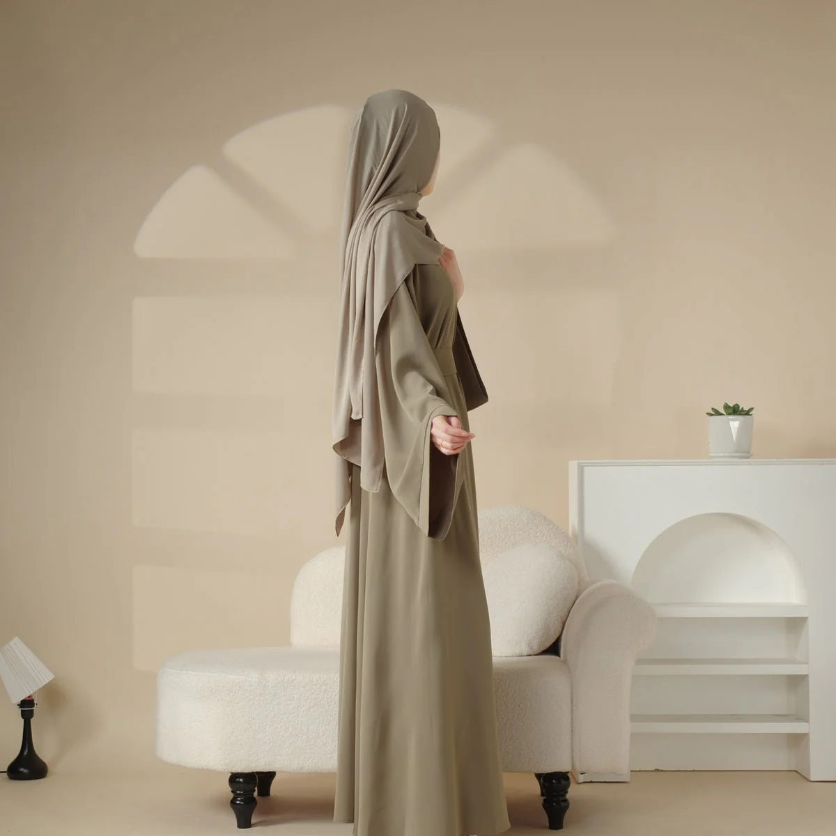 Elegant Solid Color Abaya For Muslimahs (MA036) - Image 9