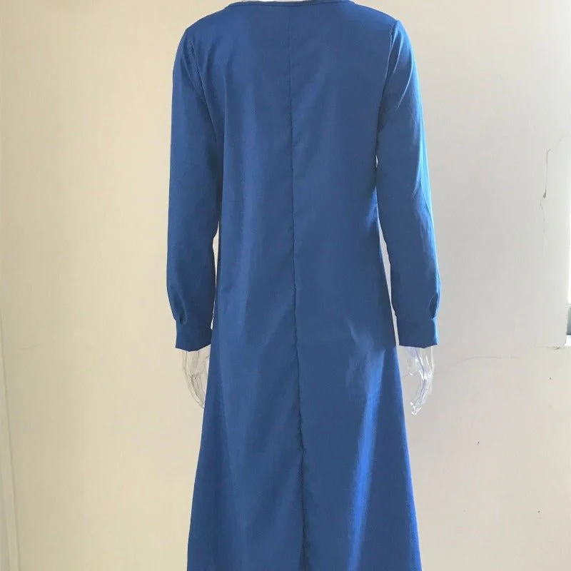 Elegant V-Neck Maxi Dress with Drawstring Design | Contemporary Modest Wear (MS121) - Image 12