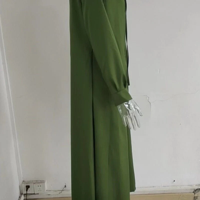 Elegant V-Neck Maxi Dress with Drawstring Design | Contemporary Modest Wear (MS121) - Image 18
