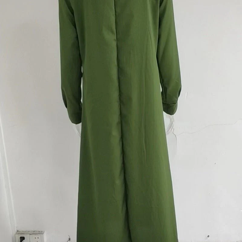 Elegant V-Neck Maxi Dress with Drawstring Design | Contemporary Modest Wear (MS121) - Image 19
