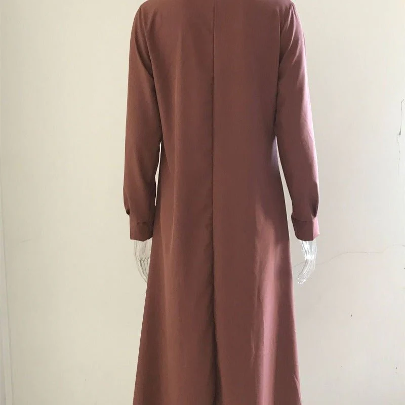 Elegant V-Neck Maxi Dress with Drawstring Design | Contemporary Modest Wear (MS121) - Image 4