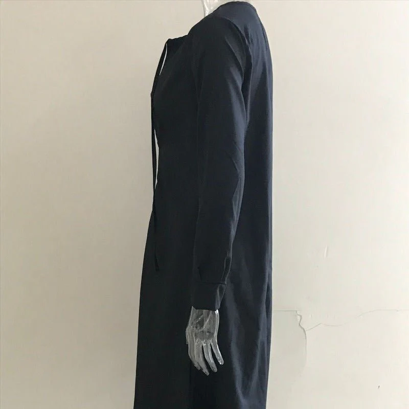 Elegant V-Neck Maxi Dress with Drawstring Design | Contemporary Modest Wear (MS121) - Image 8