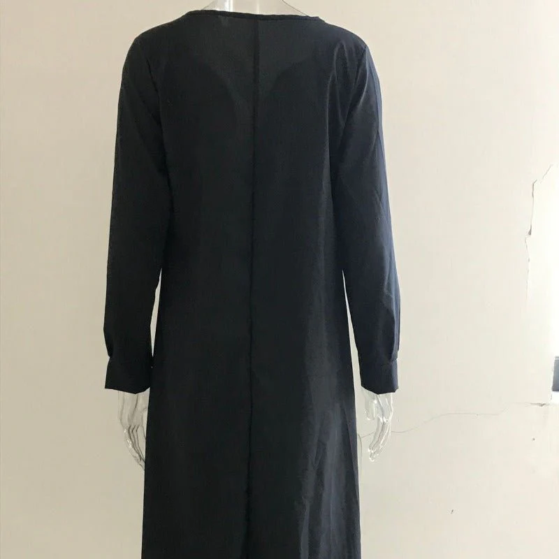 Elegant V-Neck Maxi Dress with Drawstring Design | Contemporary Modest Wear (MS121) - Image 9