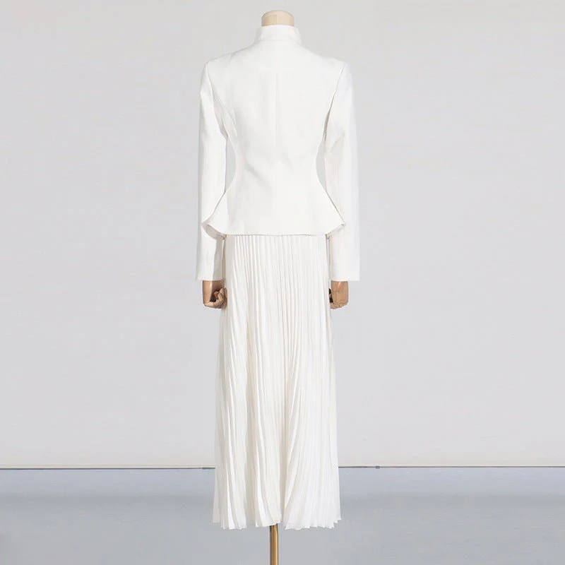 Embroidered Blazer & Pleated Skirt Set(MS214) - Image 15