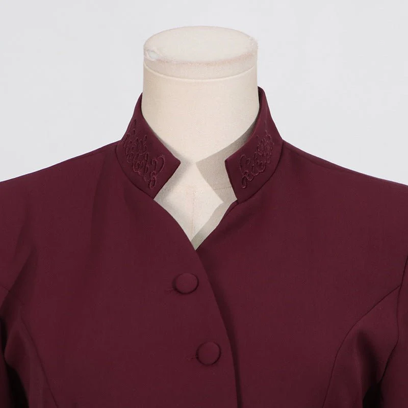 Embroidered Blazer & Pleated Skirt Set(MS214) - Image 7