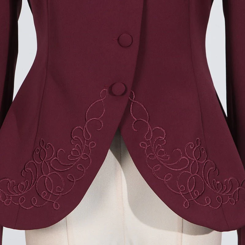 Embroidered Blazer & Pleated Skirt Set(MS214) - Image 8