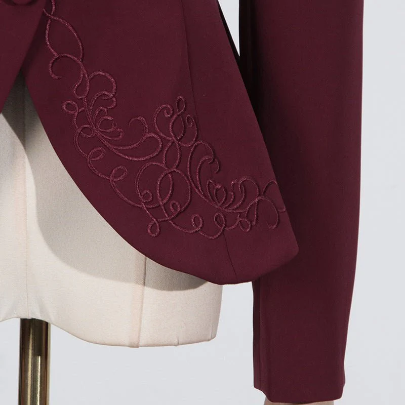 Embroidered Blazer & Pleated Skirt Set(MS214) - Image 9
