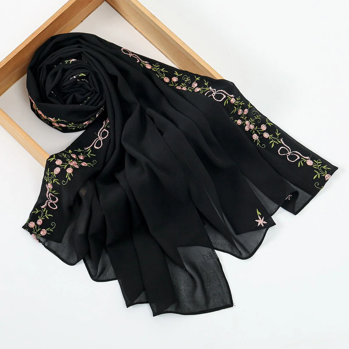 Embroidered Chiffon Hijab Scarf | Chiffon Hijab With Embroidery (MH220) - Image 10