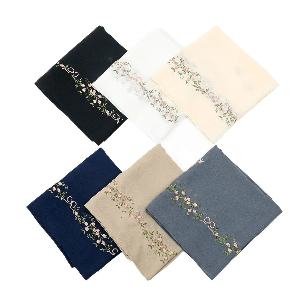 Embroidered Chiffon Hijab Scarf | Chiffon Hijab With Embroidery (MH220) - Image 5