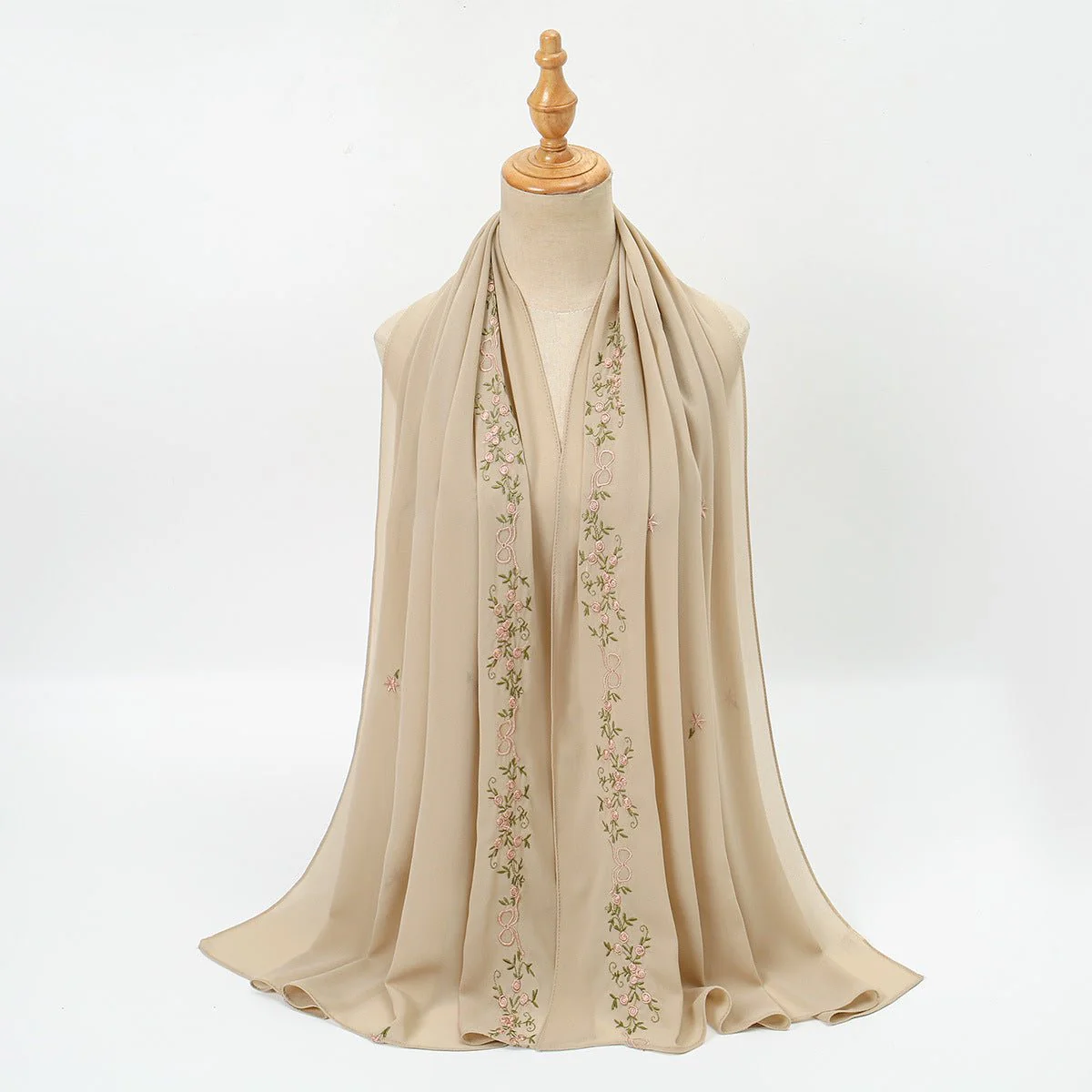 Embroidered Chiffon Hijab Scarf | Chiffon Hijab With Embroidery (MH220) - Image 7