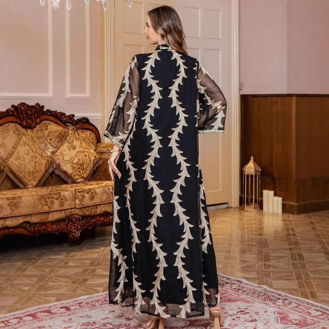 Embroidered Mesh Party Abaya (MA414) - Image 3