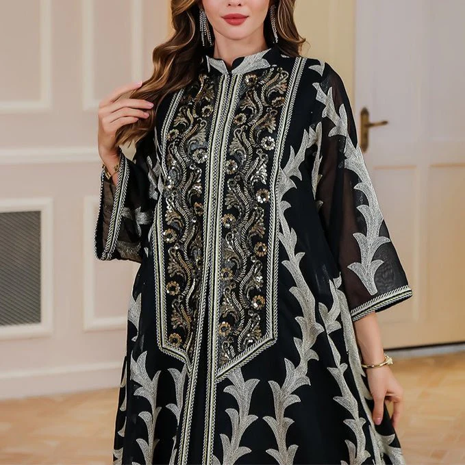 Embroidered Mesh Party Abaya (MA414) - Image 5