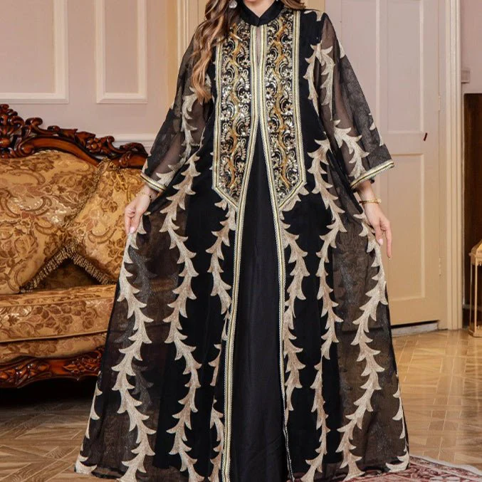 Embroidered Mesh Party Abaya (MA414) - Image 6