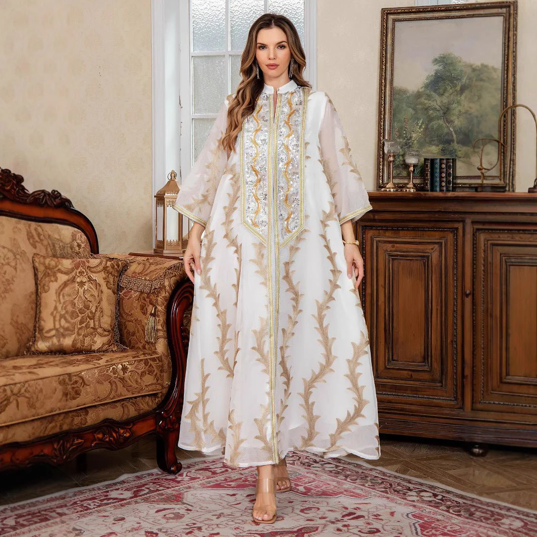 Embroidered Mesh Party Abaya (MA414) - Image 8