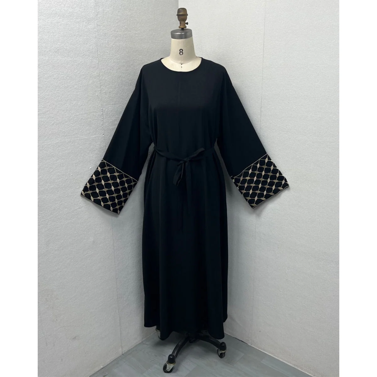 Embroidered Pattern Abaya Robe Dress - Modest Muslim Long Sleeve Maxi with Detachable Belt(MA272) - Image 11