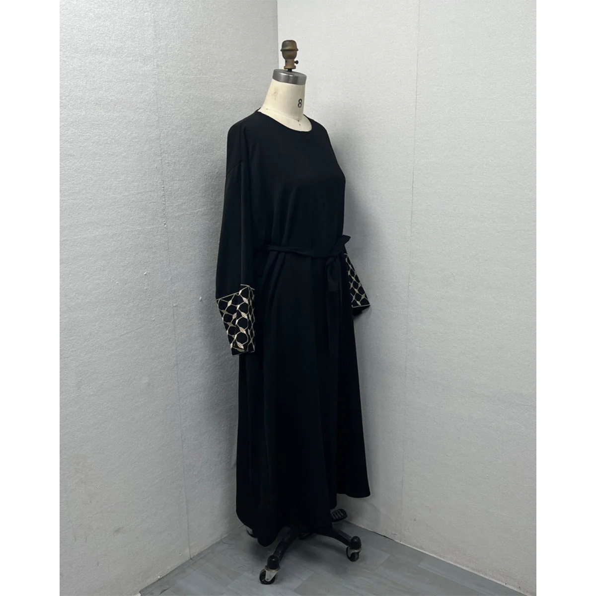 Embroidered Pattern Abaya Robe Dress - Modest Muslim Long Sleeve Maxi with Detachable Belt(MA272) - Image 13
