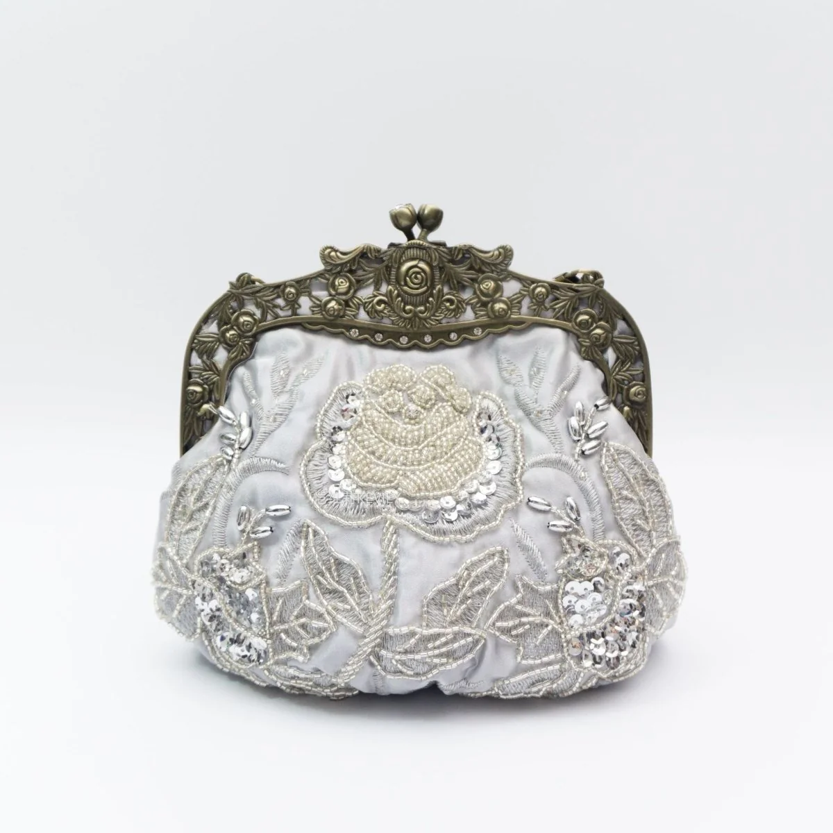 Embroidered Rose with Sequins Beads Evening Clutch Bag (MAC291) - Image 10