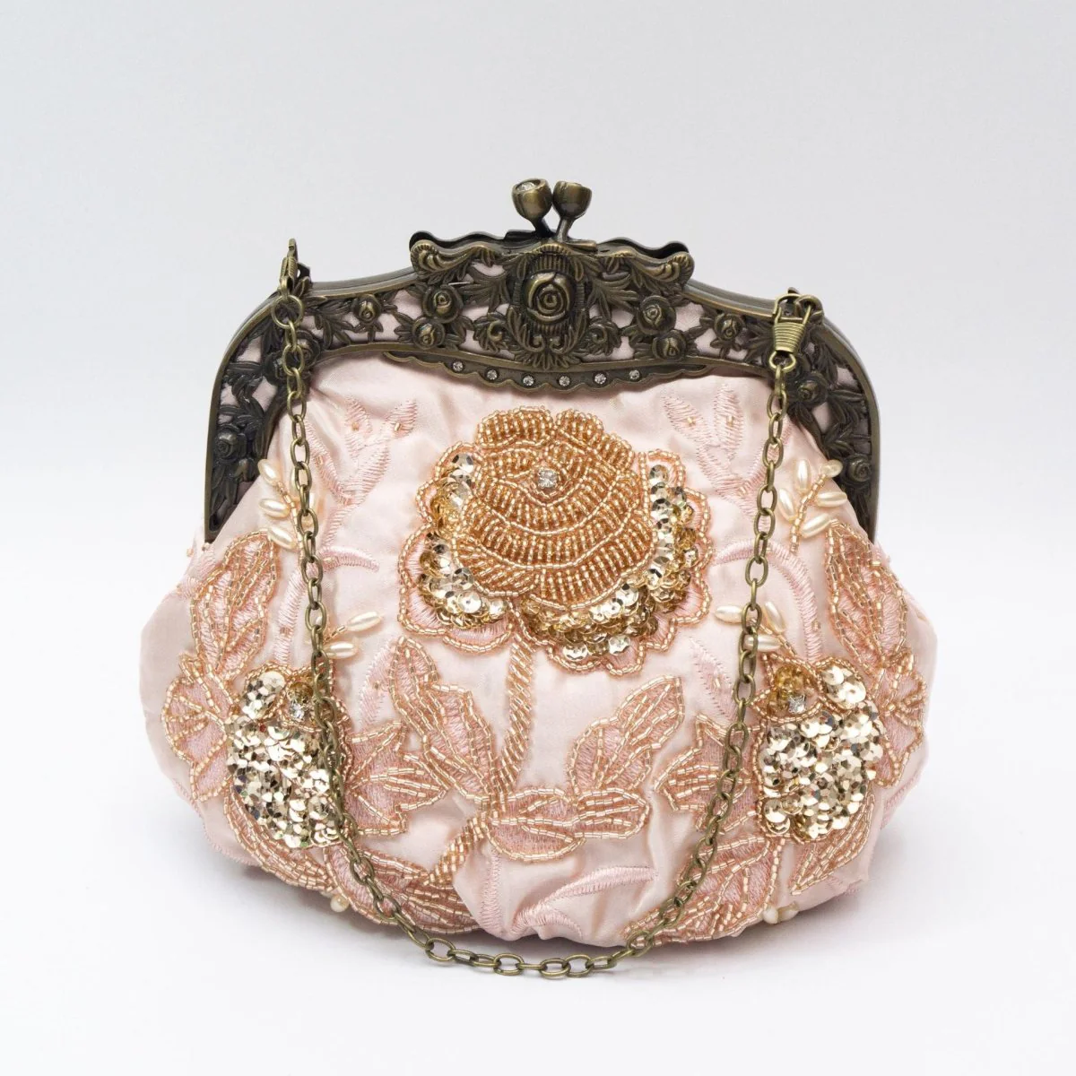 Embroidered Rose with Sequins Beads Evening Clutch Bag (MAC291) - Image 11