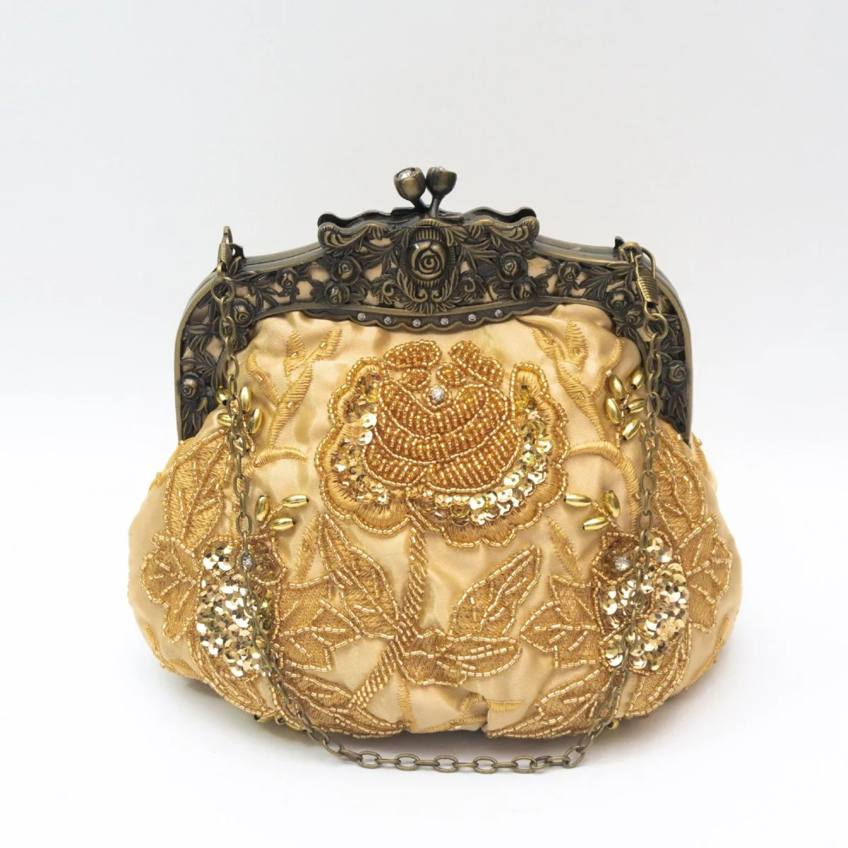 Embroidered Rose with Sequins Beads Evening Clutch Bag (MAC291) - Image 12
