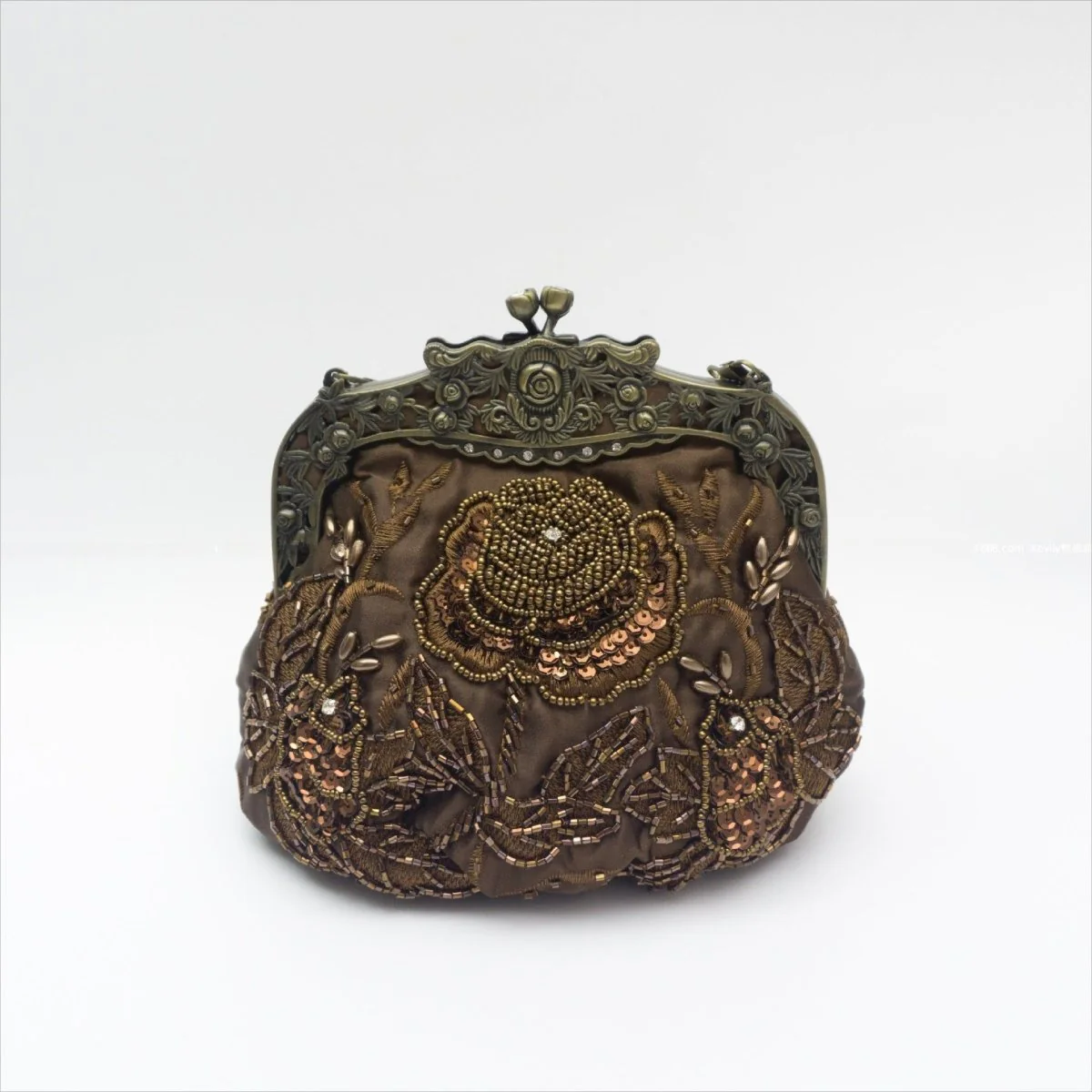 Embroidered Rose with Sequins Beads Evening Clutch Bag (MAC291) - Image 13