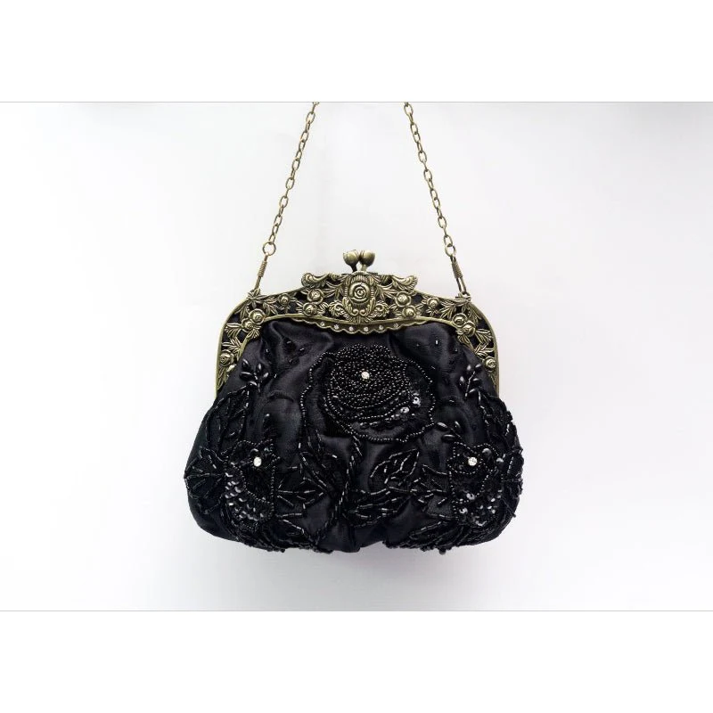 Embroidered Rose with Sequins Beads Evening Clutch Bag (MAC291) - Image 16