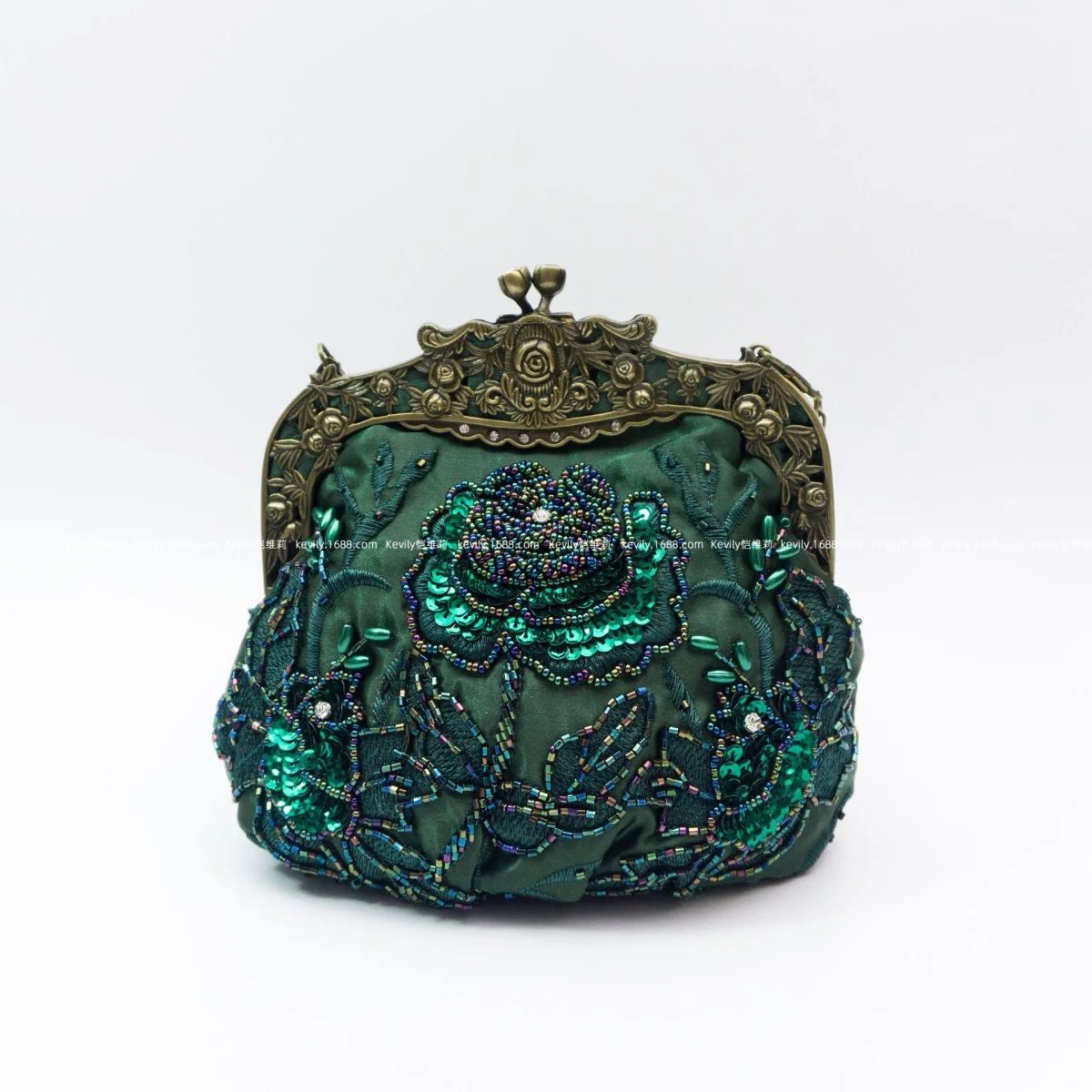 Embroidered Rose with Sequins Beads Evening Clutch Bag (MAC291) - Image 20