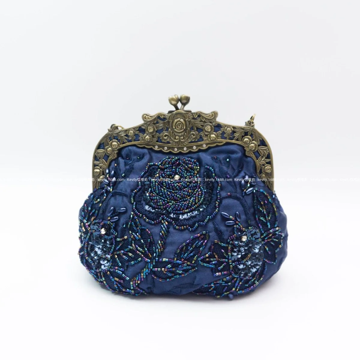 Embroidered Rose with Sequins Beads Evening Clutch Bag (MAC291) - Image 21
