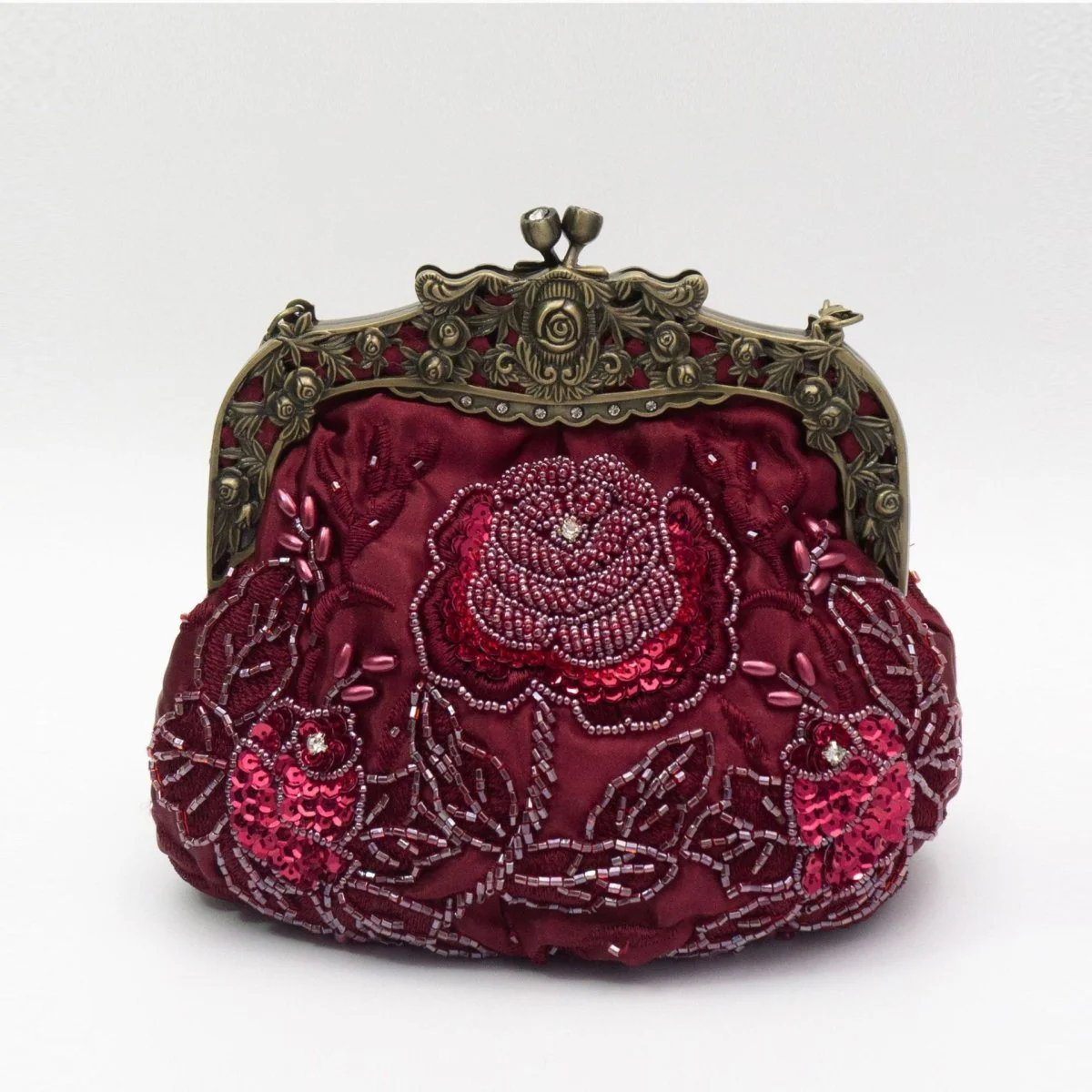Embroidered Rose with Sequins Beads Evening Clutch Bag (MAC291) - Image 22