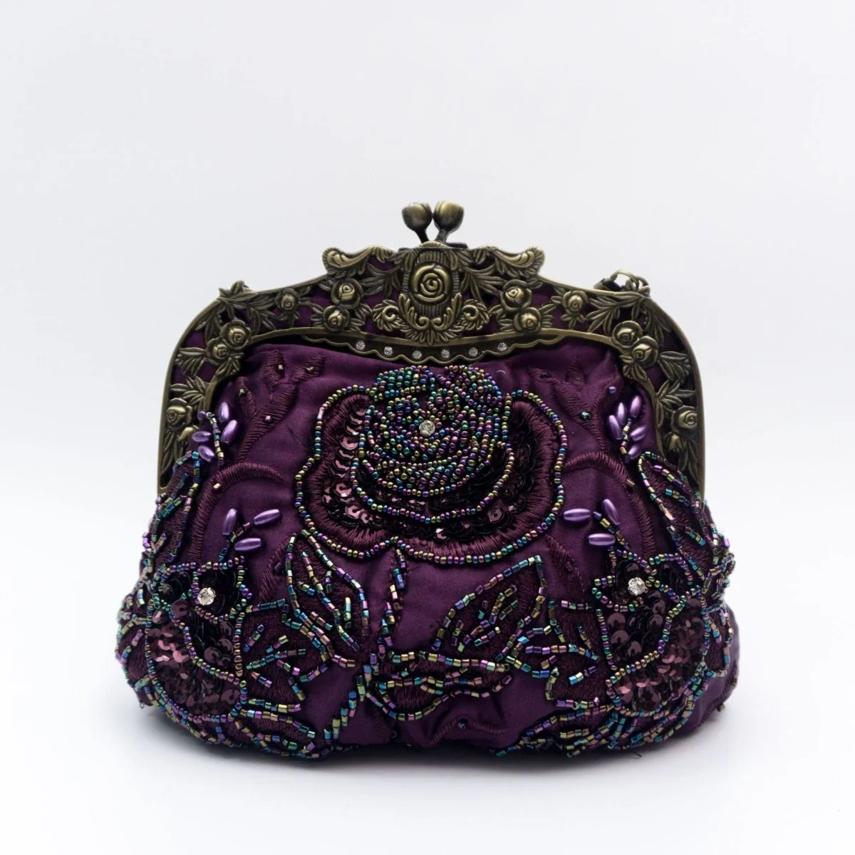 Embroidered Rose with Sequins Beads Evening Clutch Bag (MAC291) - Image 5