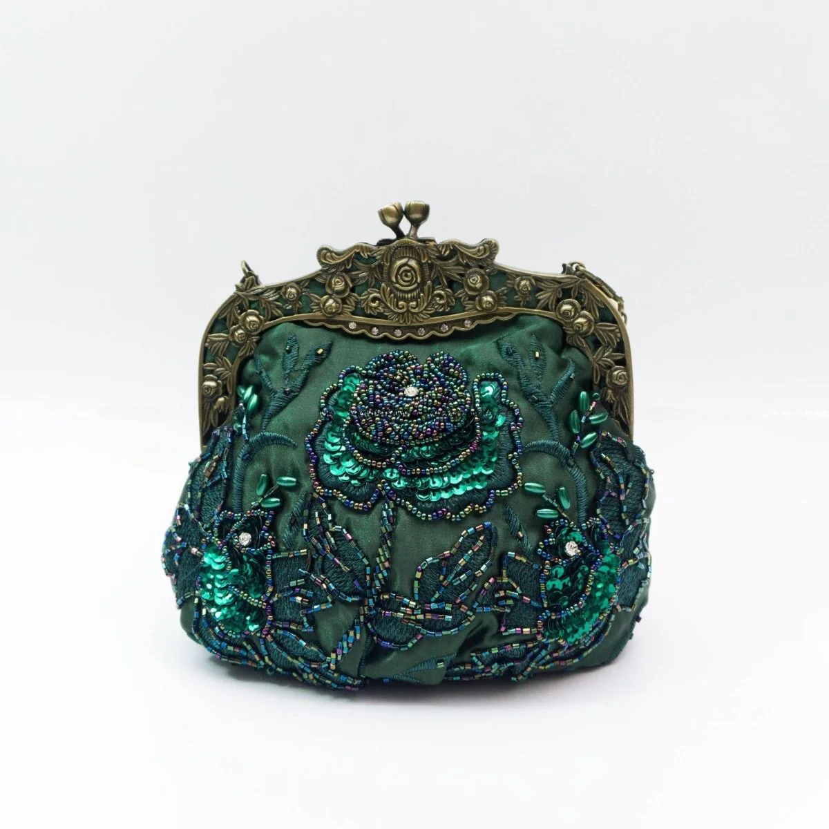 Embroidered Rose with Sequins Beads Evening Clutch Bag (MAC291) - Image 6