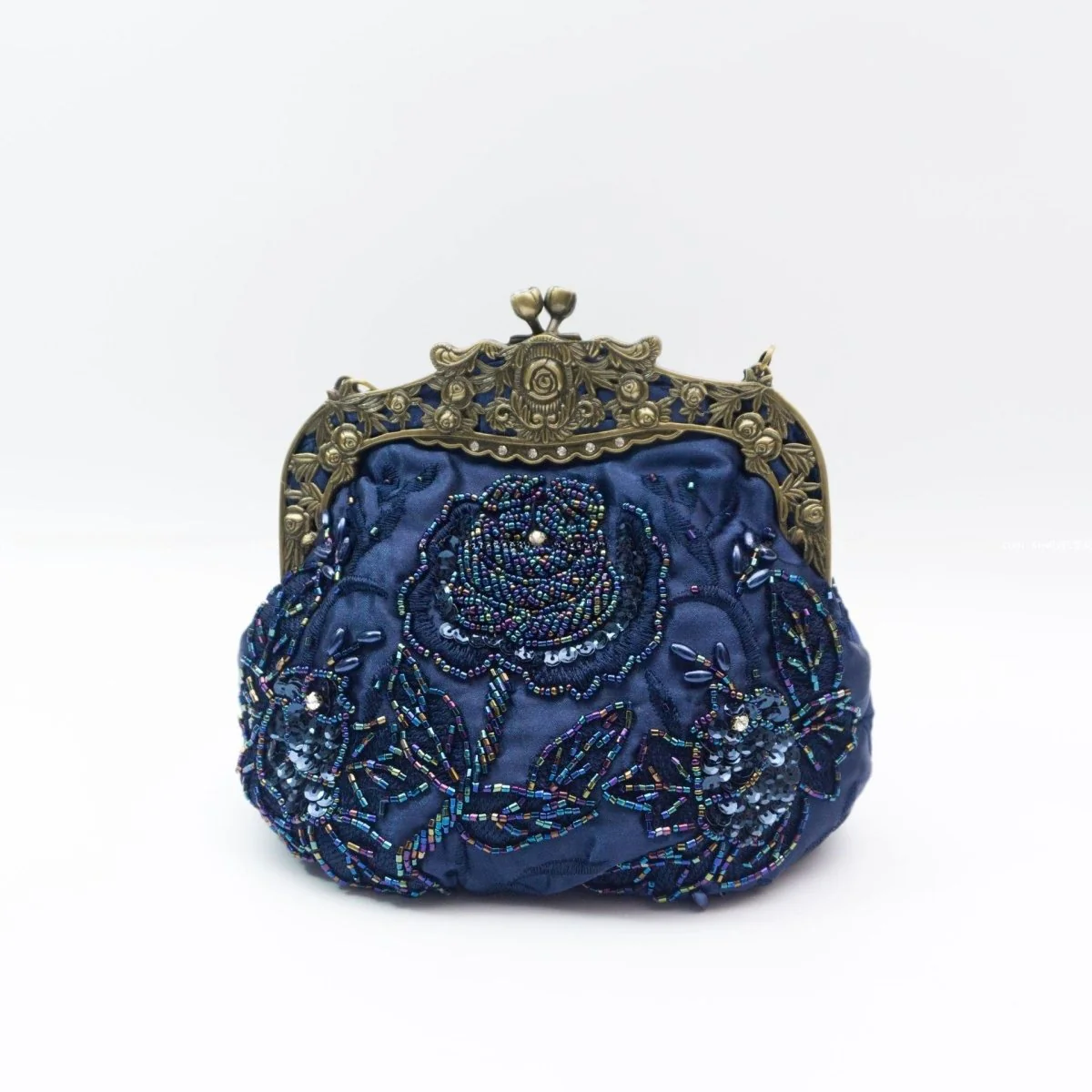 Embroidered Rose with Sequins Beads Evening Clutch Bag (MAC291) - Image 7