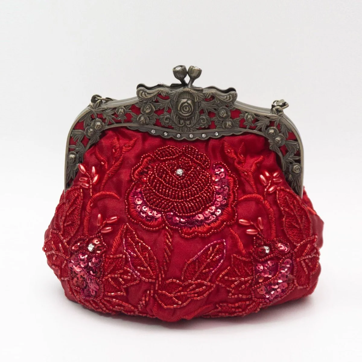 Embroidered Rose with Sequins Beads Evening Clutch Bag (MAC291) - Image 8