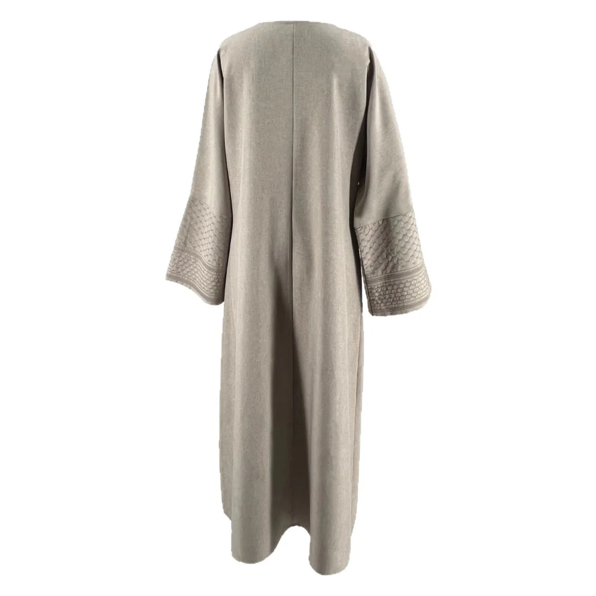Embroidered Sleeve Abaya | Textured Open-Front Cardigan with Bell Sleeves (MOA263) - Image 5