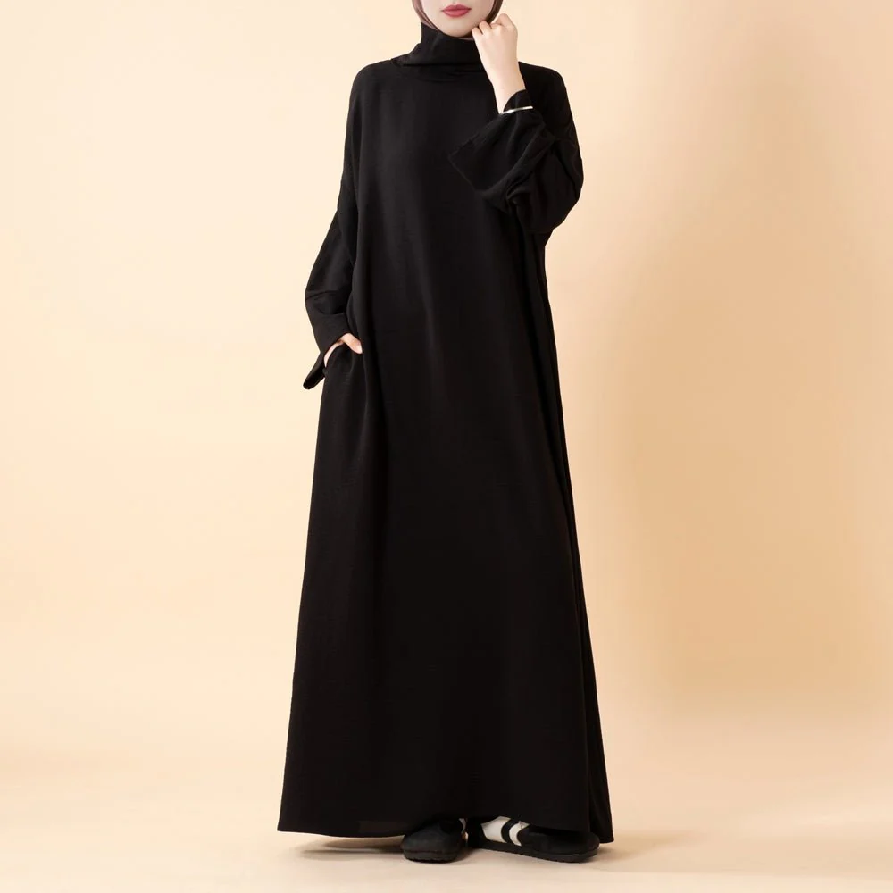 Everyday Crepe Turtleneck Abaya – Relaxed Fit for All Seasons (MA384) - Image 4