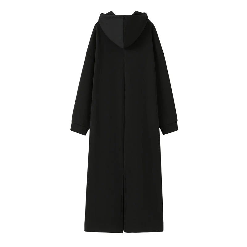 Fleece-Lined Hooded Maxi Sweatshirt Dress | Thick Winter Loungewear Dress(MS181) - Image 4