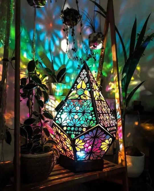 MR034 Polar Star Projection Lamp, Diamond Wooden Colorful Decoration