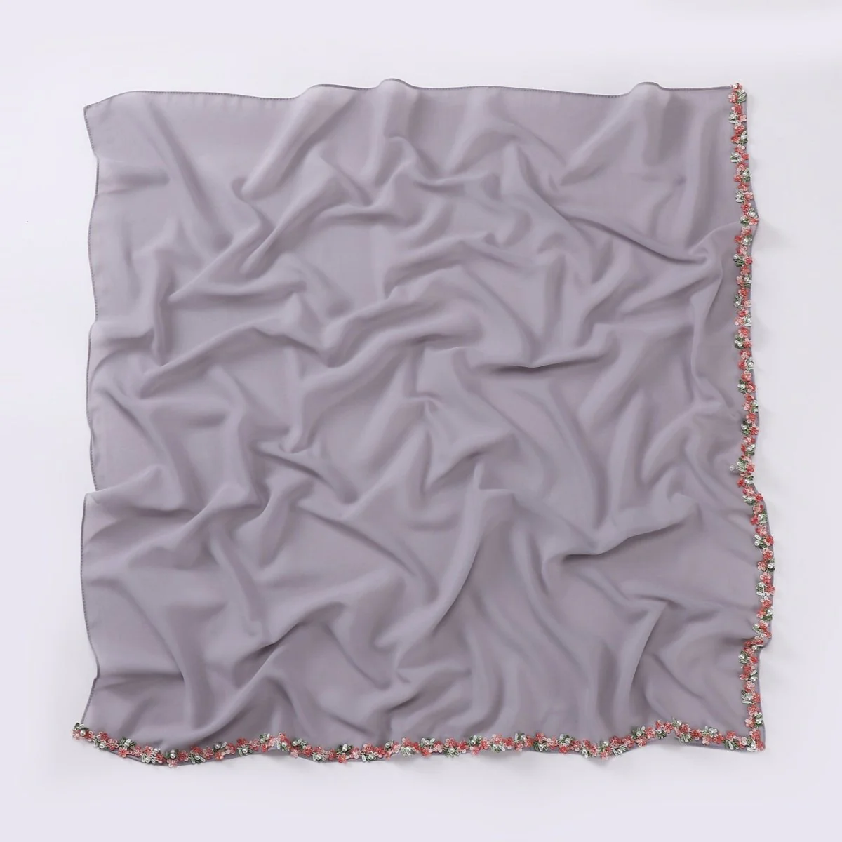 Floral Embellished Chiffon Hijab Scarf (MH221) - Image 10