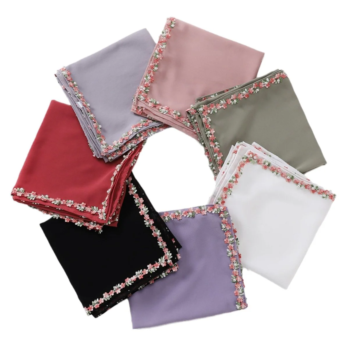 Floral Embellished Chiffon Hijab Scarf (MH221) - Image 5