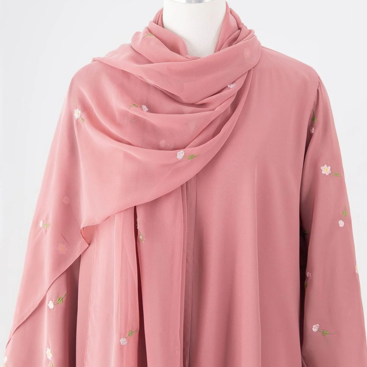 Floral Embroidered Abaya & Hijab Set(MOA248) - Image 13