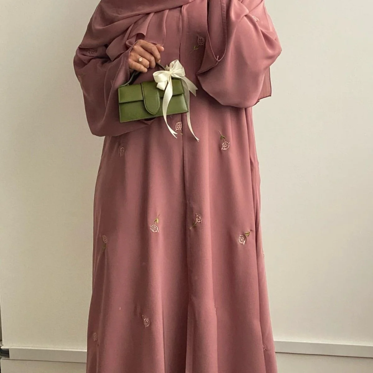Floral Embroidered Abaya & Hijab Set(MOA248) - Image 4