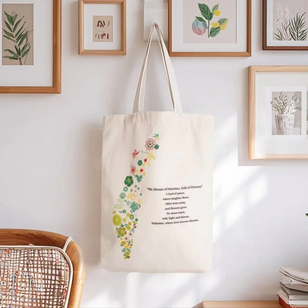 Floral Palestine Tote Bag â Love Forever Blooms (MAC236) - Image 2