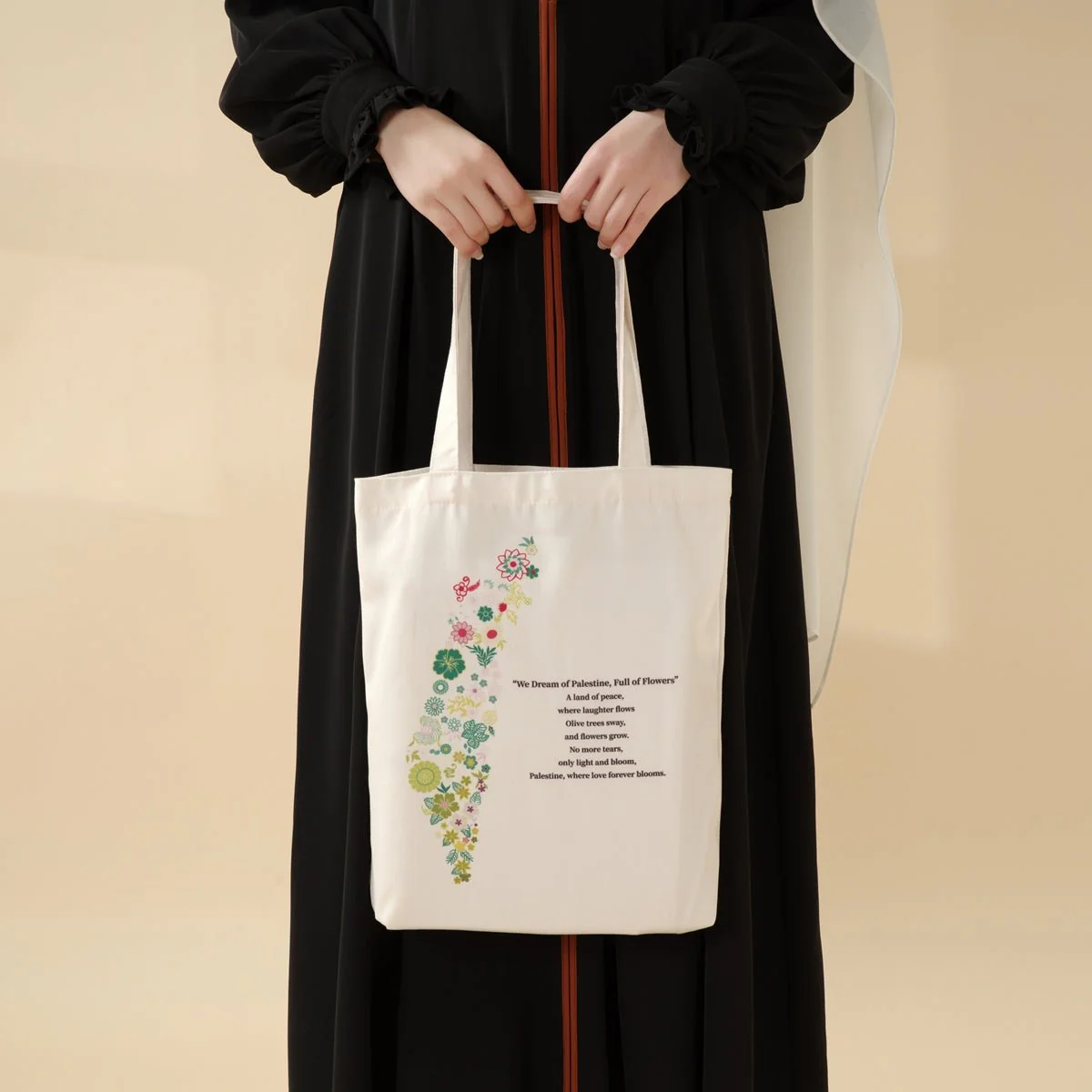 Floral Palestine Tote Bag â Love Forever Blooms (MAC236) - Image 3