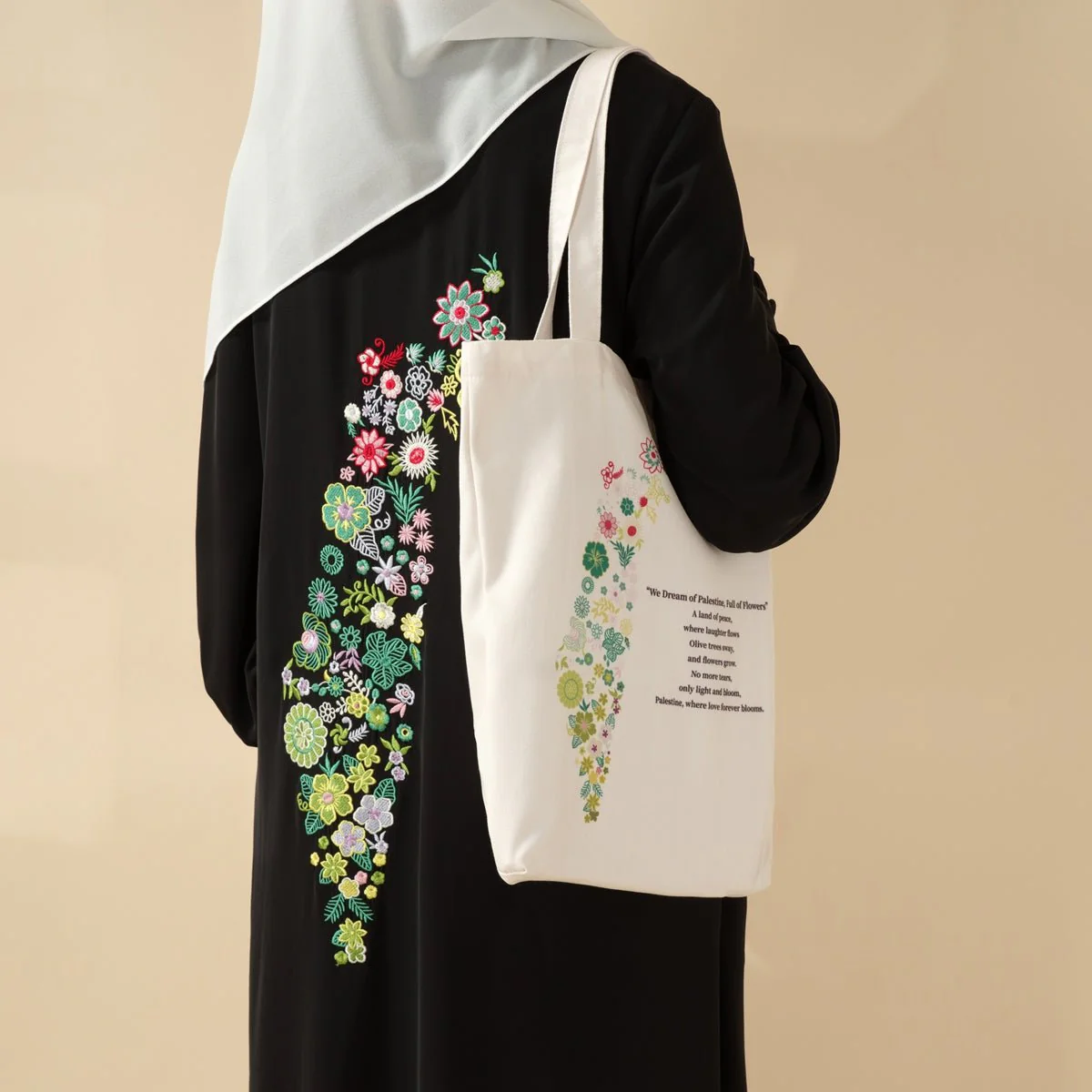 Floral Palestine Tote Bag â Love Forever Blooms (MAC236) - Image 4