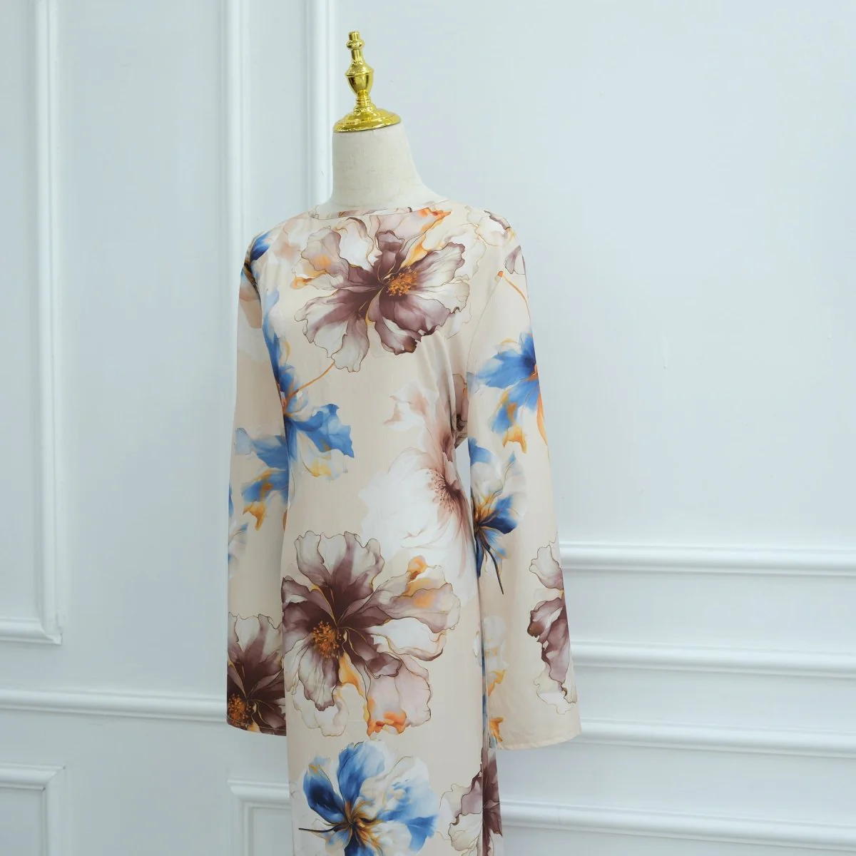 Floral Print Abaya with Bell Sleeves(MA332) - Image 10