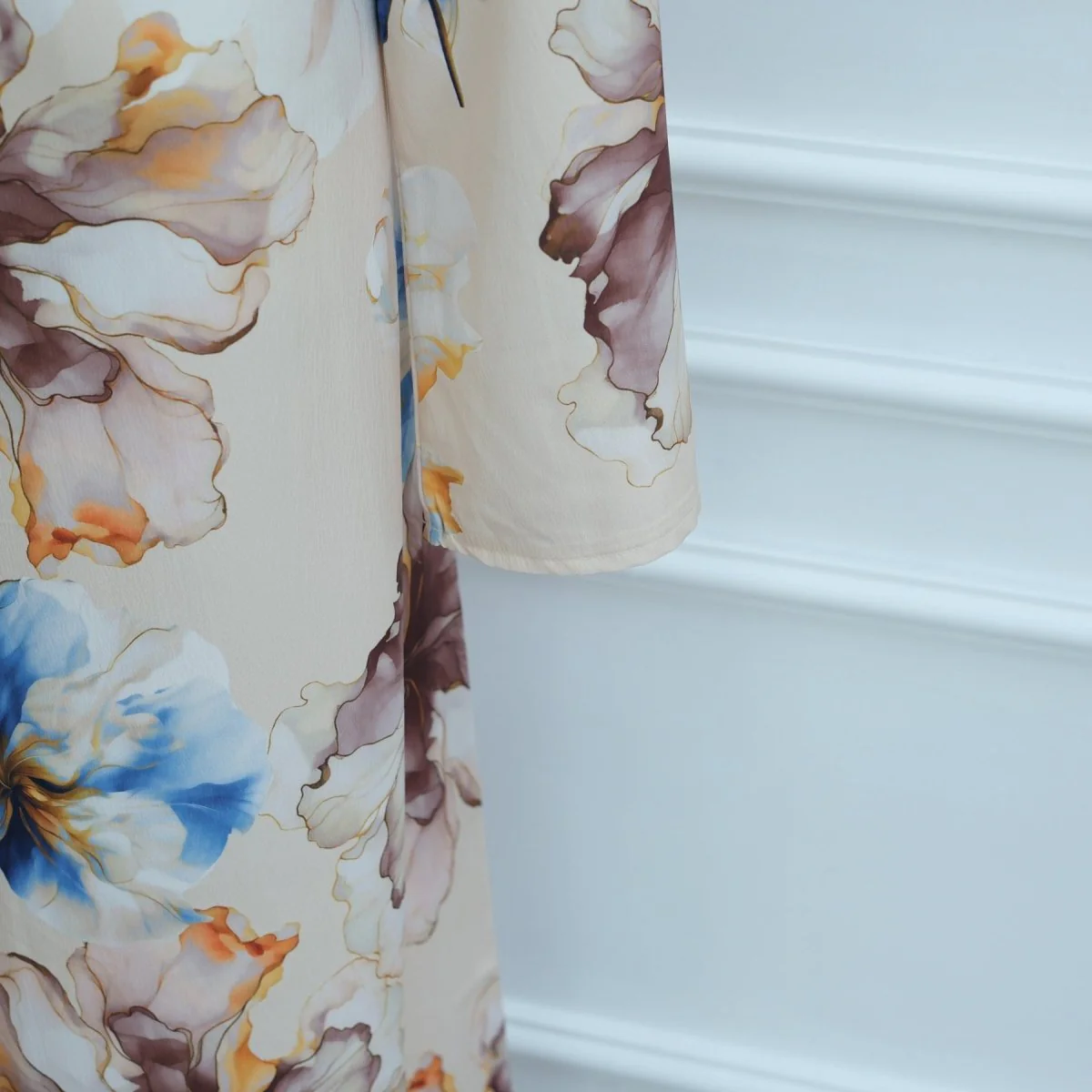 Floral Print Abaya with Bell Sleeves(MA332) - Image 11